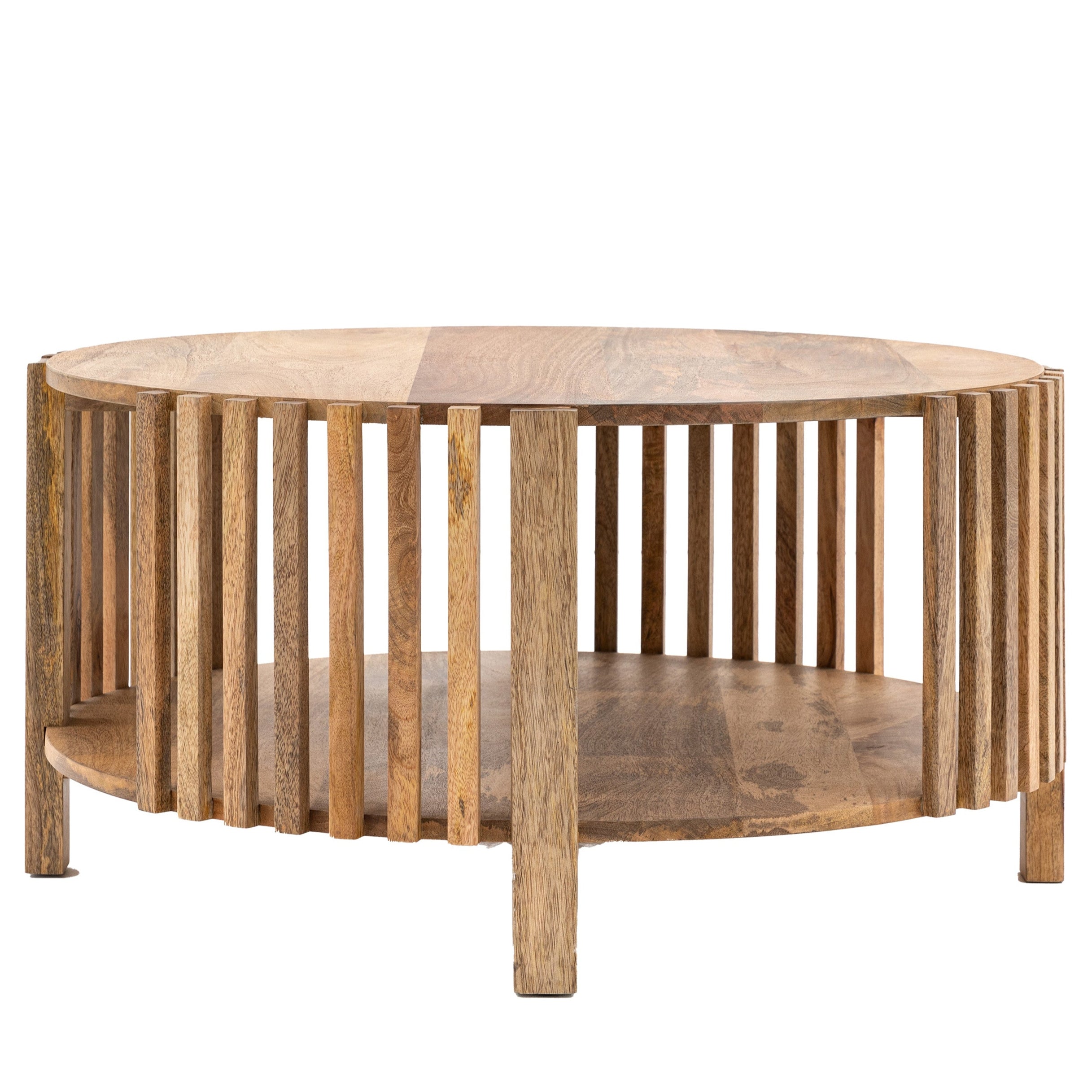 Alvin Slatted Natural Acacia Wood Round Coffee Table